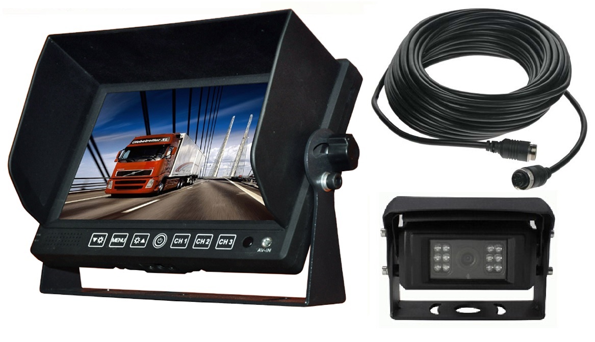 AUTIO Profi kamerový systém 7" pro kamiony 12/24V - 20m kabel s vyhřívanou zaklápěcí kamerou