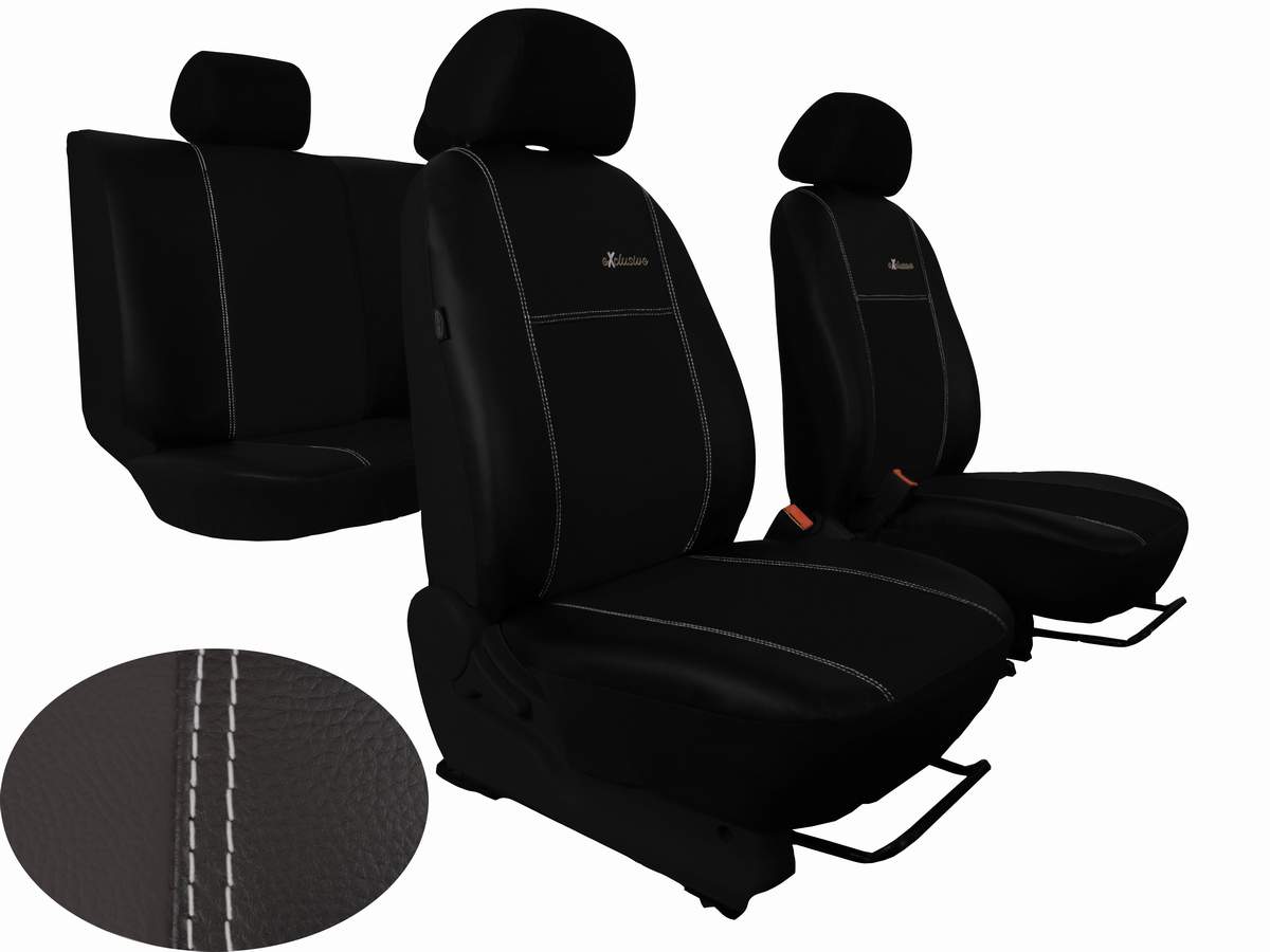 Automega Autopotahy Škoda Fabia I, kožené EXCLUSIVE černé, dělené zadní sedadla, 5 opěrek hlavy