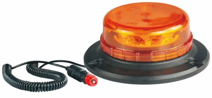 LED maják, 12-24V, 12x LED oranžový, magnet, ECE R65 R10