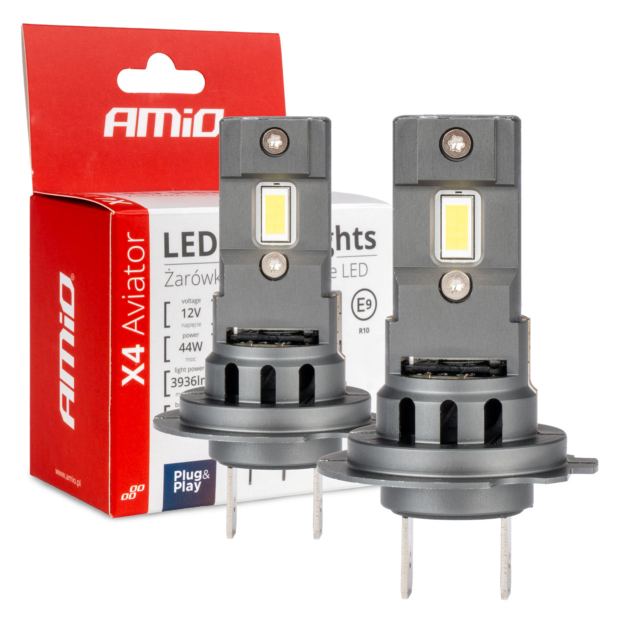 AMIO LED autožárovky H7 X4 Aviator, bílá, 12V, 3936 lm - 2ks