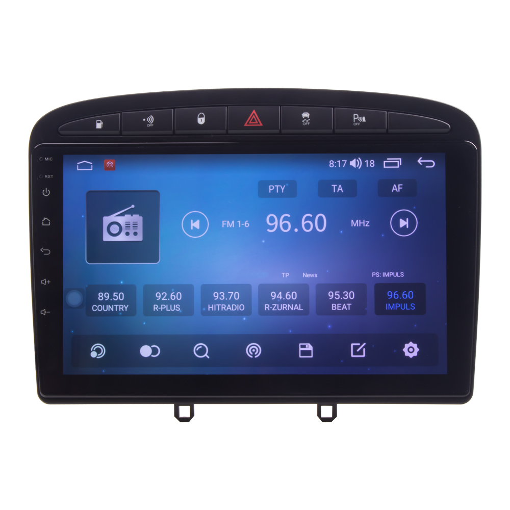 Autorádio pro Peugeot 308, 408 s 9" LCD, Android, WI-FI, GPS, CarPlay, Bluetooth, 4G, 2x USB