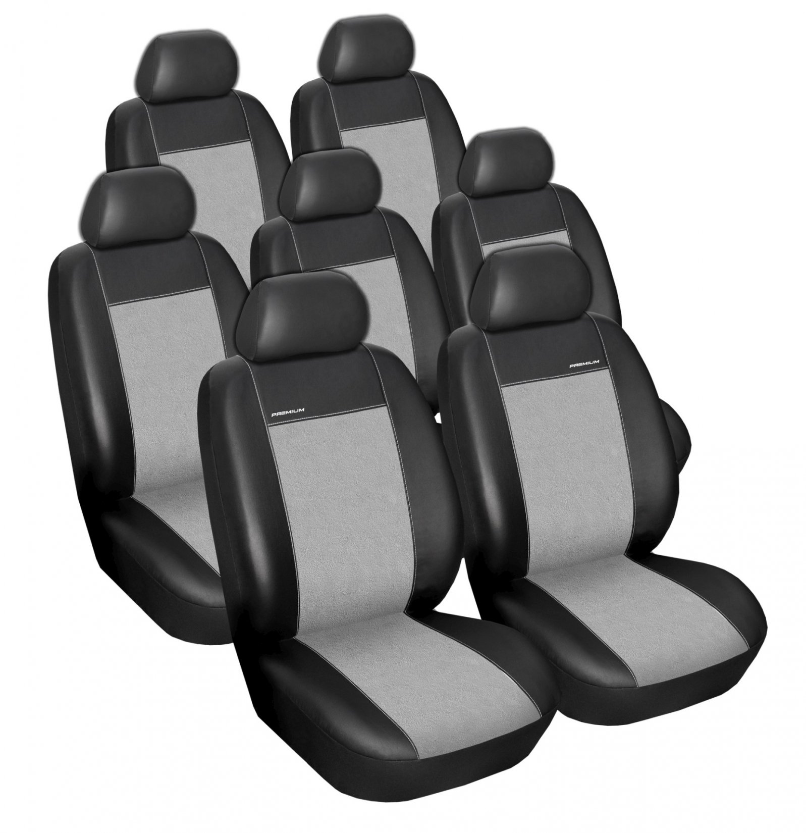 Automega Autopotahy SEAT ALHAMBRA II, od r. 2010, 7 míst, Eko kůže šedé