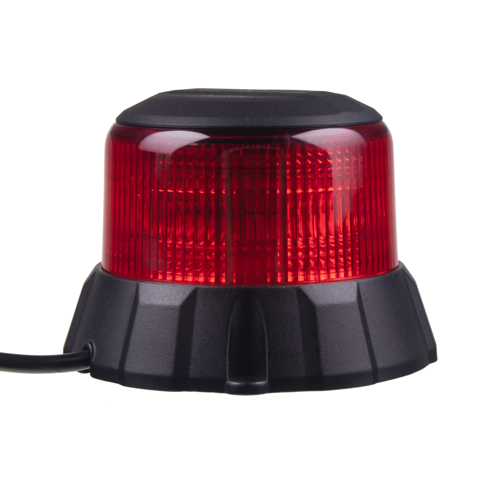 Robustní červený LED maják, černý hliník, 48W, ECE R65