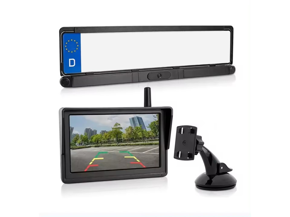 SET bezdrátový digitální kamerový systém + 2 senzory v SPZ se solárním napájením a monitorem 5"