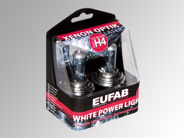 Autožárovky EUFAB H4, White Power Light - 2ks