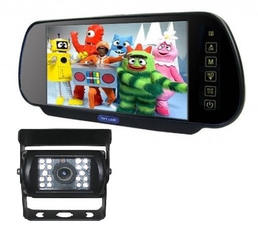 AUTIO LCD do auta ve zpětném zrcátku 7" palců + couvací kamera Truck c107ccd