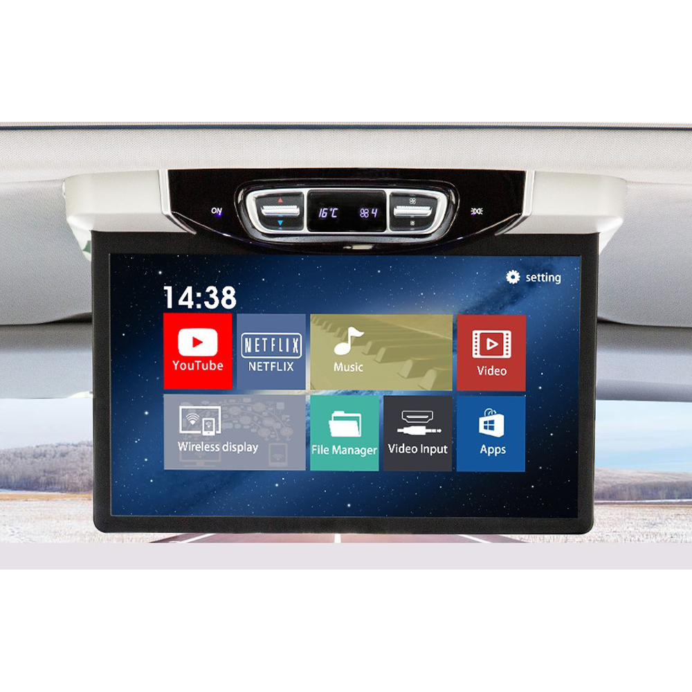 Stropní LCD motorický monitor 15,6"šedý s OS. Android HDMI / USB, pro Mercedes-Benz V260