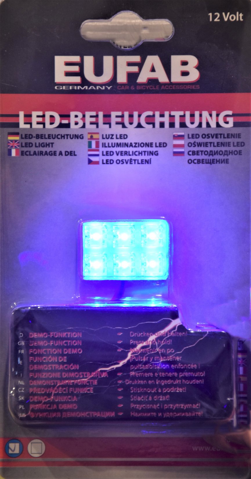LED panel 30x20 mm 12V, 6LED modré - EUFAB