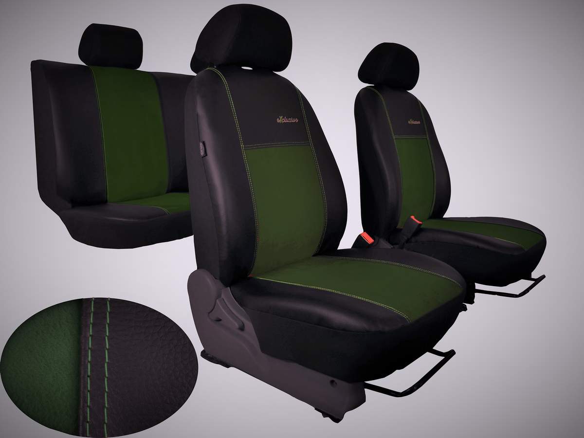 Automega Autopotahy Peugeot Boxer II, 3 místa, stolek, EXCLUSIVE kožené s alcantarou, zelené