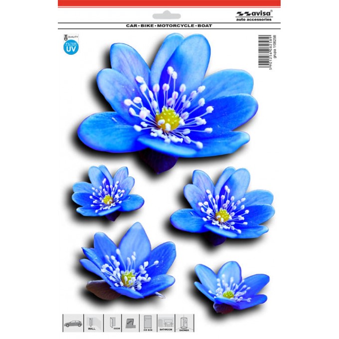 Samolepící dekory - Modré květy