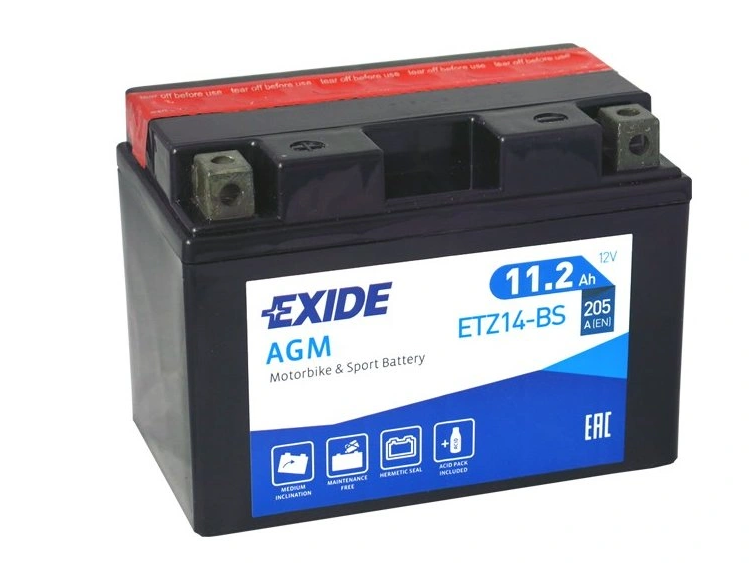 Motobaterie EXIDE BIKE AGM 11.2Ah, 12V, 205A, ETZ14-BS