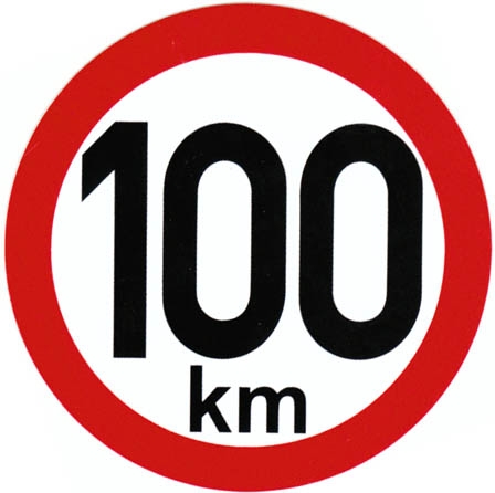 Samolepka rychlosti 100 km/h průměr 15 cm