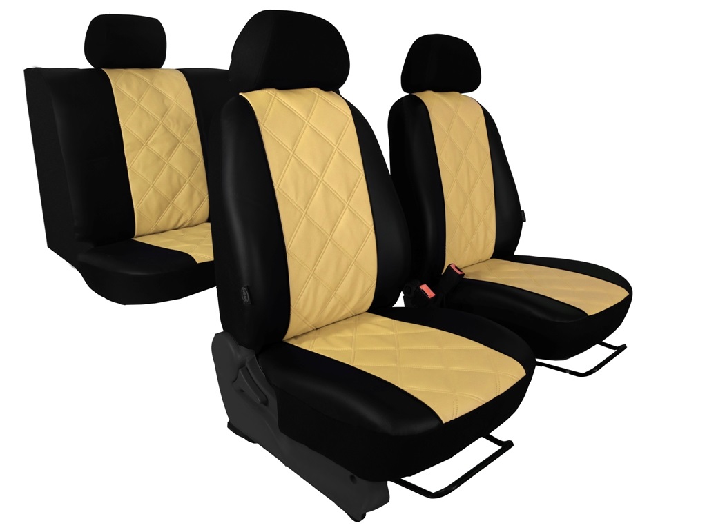 Automega Autopotahy Škoda Fabia II, kožené EMBOSSY, dělené zadní sedadla, béžové