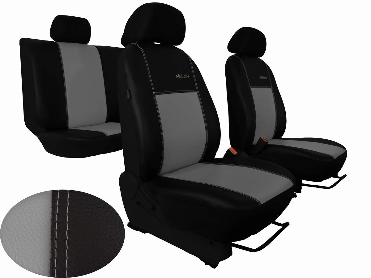Automega Autopotahy Škoda Fabia II, kožené EXCLUSIVE černošedé, dělené zadní sedadla