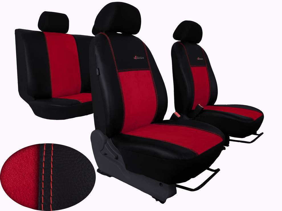 Automega Autopotahy FIAT DUCATO II, 3 místa, stolek, EXCLUSIVE kožené s alcantarou, červené