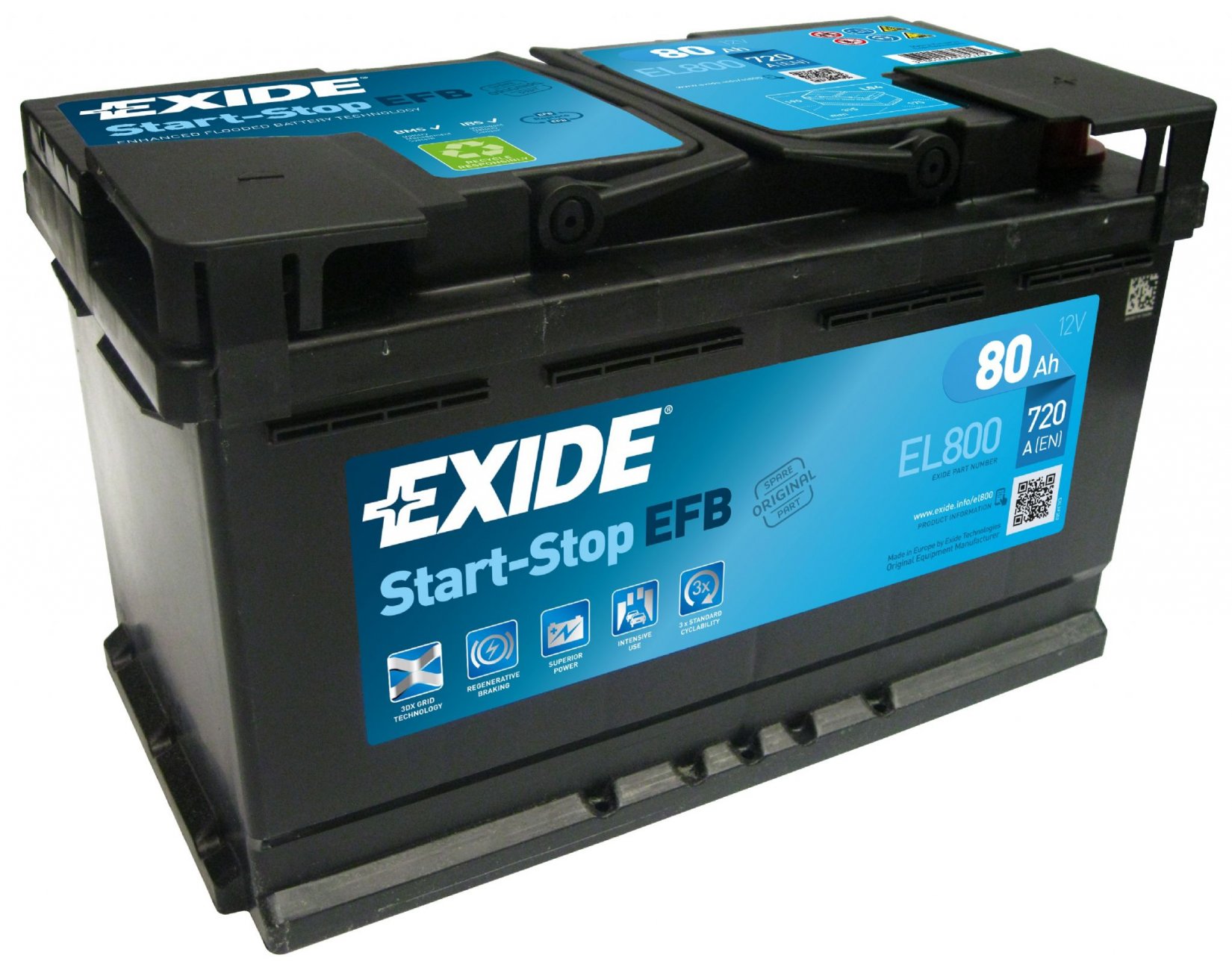 Exide Start-Stop EFB 12V 80Ah 720A EL800