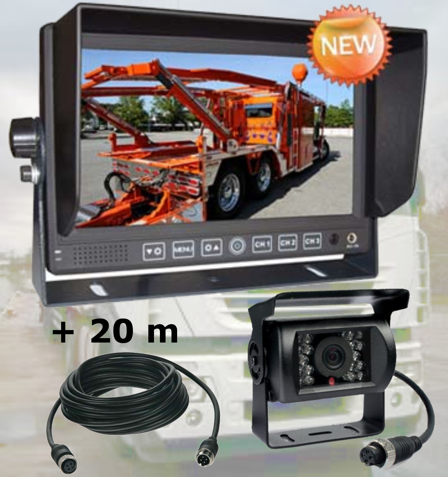 AUTIO Profi kamerový systém 7" pro kamiony 12/24V - 20m kabel