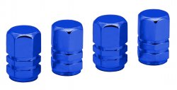 Čepičky na ventilky hliníkové modré - 4ks